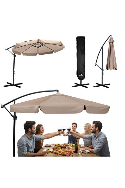 Plonos Umbrelă de grădină pliabilă, 8 segmente, 350 cm, cu husă, PL-881