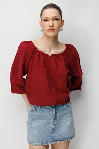 Hiccup Mixray butona muslin bluza