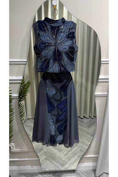 Jood Midi Occasion Wear Set with Glittering Leaf Detailing