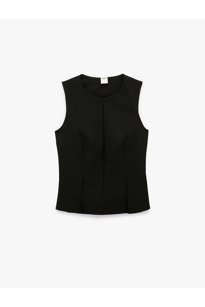 Koton Fermuarlı Bisiklet Yaka Kolsuz Blazer Yelek