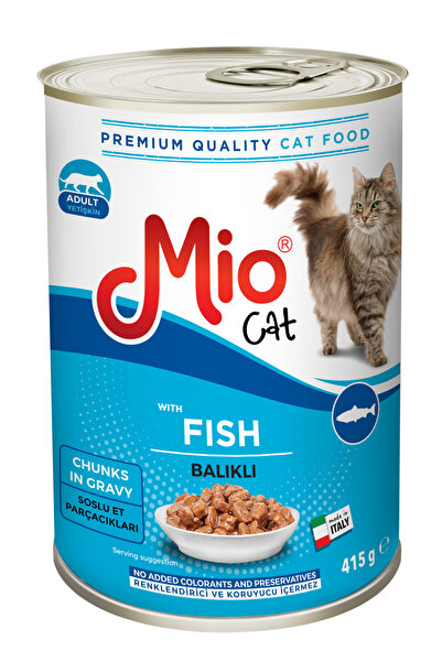 MİO Kedi Konserve - Yaş Mama - 415 gr Kedi - Balıklı x 15 adet
