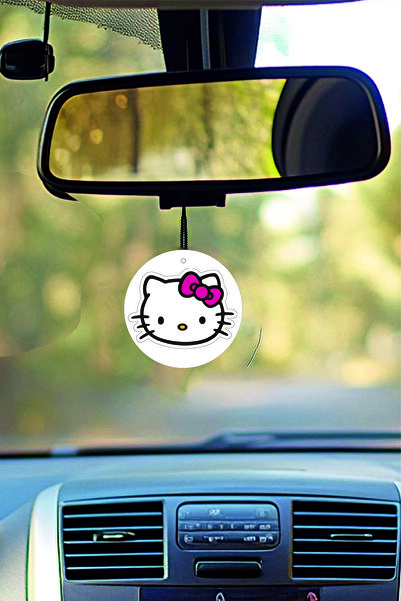 ESLEM 2 Adet Pembe Hello Kitty Dikiz Ayna Süsü Sevimli Oval Tasarım Araba İçi...