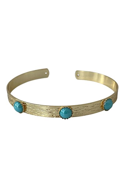 Twinssis Accessories Adjustable Turquoise Bead Detailed Gold Handcuffs