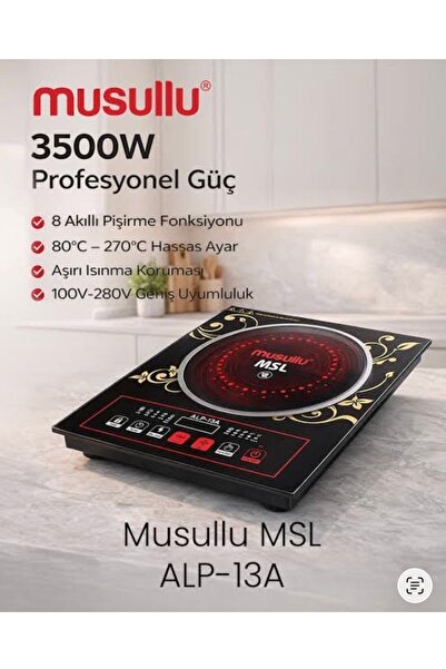 Musullu Çelik Tabanlı 3500W İndiksiyon Ocak Alp-13A(Her Trencereye Uyumlu)