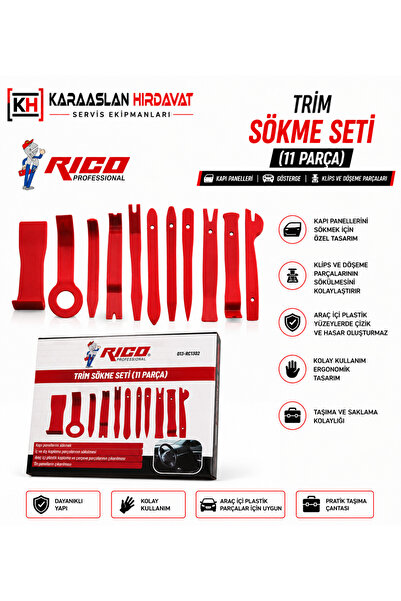 Rico 11 Parça Oto Döşeme Klips Sökme Çıkarma Trim Seti