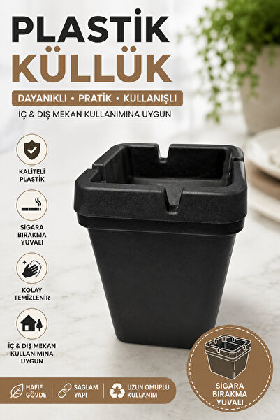 Funny Life Kokusuz Kare Sert Plastik Ev Bahçe Oto Araba Küllük 1 Adet
