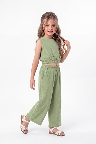 Mnk Baby&Kids Girl's Cotton Muslin Comfortable Set M00826 Green