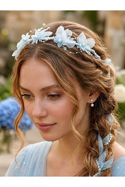 GlassySKY Accesoriu de păr Helen Lotus cu floare de nufăr și perle, coroană p...