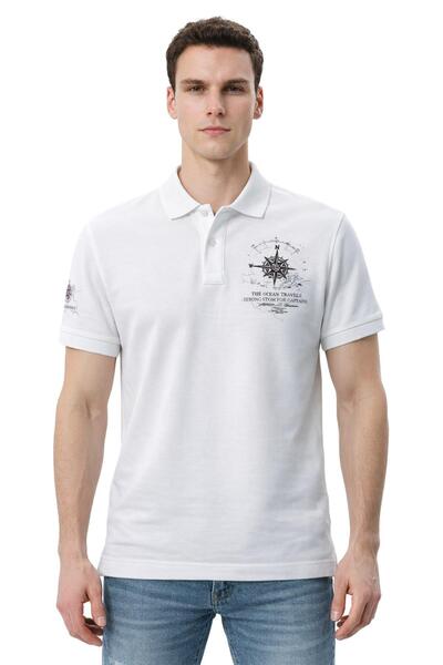 Arma Ar-Ma Men's Polo Collar T-Shirt Picture Printed Knitted Fabric Regular F...