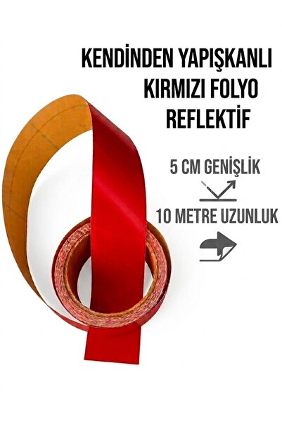 opersan Düz Pürüzsüz Kırmızı Kendinden Yapışkanlı Reflektif Folyo Şerit Bant ...
