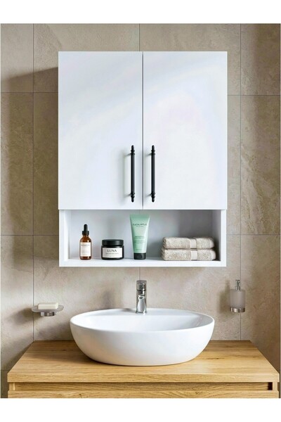 LIUWA 2 Kapaklı Banyo Dolabı, Çok Amaçlı Dolap, Banyo Ecza Dolabı ,beyaz