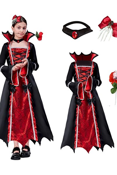 OEM Costum de Vampiră de deghizare Costum Vampir Halloween pentru Fetițe 7-9 Ani