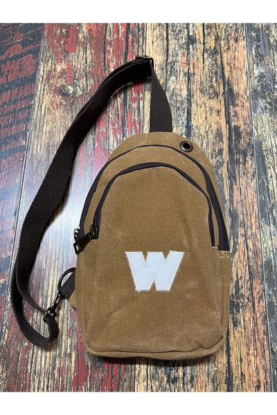 street&bagdnz Canvas Camel Solid Color W Letter Embroidered Crossbody Chest B...