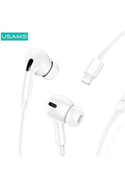 Usams SJ621MHS01 Ενδοωτικά ακουστικά handsfree με βύσμα Lightning, λευκά