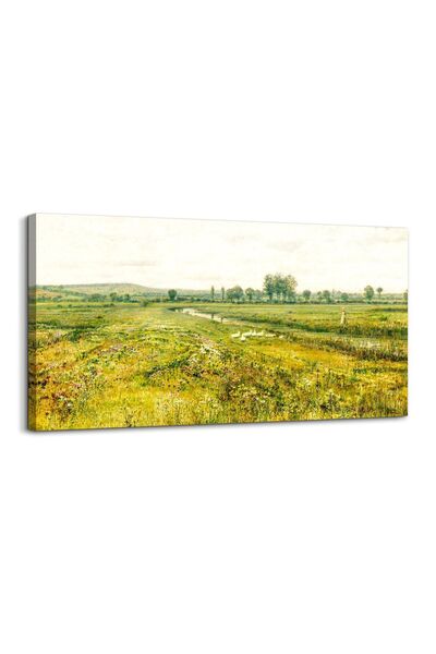 OEM Tablou pe pânză pentru perete decor vintage Verde peisaj 50x100 cm
