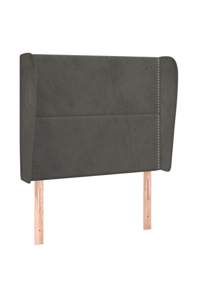 vidaxl Tăblie de pat cu aripioare gri închis 93x23x118/128 cm catifea
