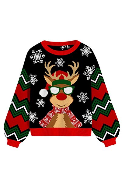 OEM Pulover Damski De Crăciun Tricotat Cu Model Amuzant Pentru Crăciun Negru XL