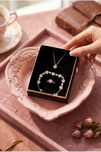 perry accessories gold papatyalı kararmaz çelik kolye ve bileklik seti özel v...
