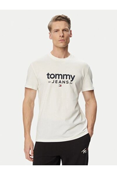 Tommy Hilfiger تي شيرت رجالي بشعار أبيض