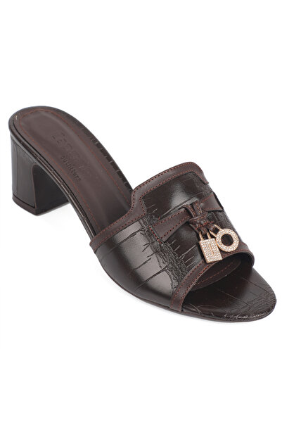 Capone Outfitters Nady Medium Heeled Single Strap Women's Slippers with Stone...
