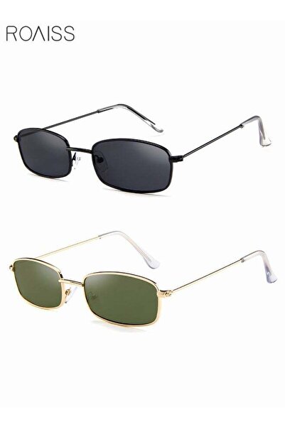 ROAISS 2 Pack Vintage Narrow Rectangle Sunglasses UV400 Protection Trendy Eye...