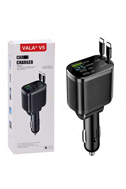 VALA Ανασυρόμενος φορτιστής αυτοκινήτου ®   V4 5 σε 1 Γρήγορη Φόρτιση PD 120W...