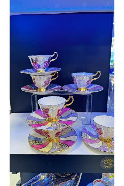 Handmade ESTERHOMEDECOR Hand-Painted Porcelain Coffee Cup Set for 6 People