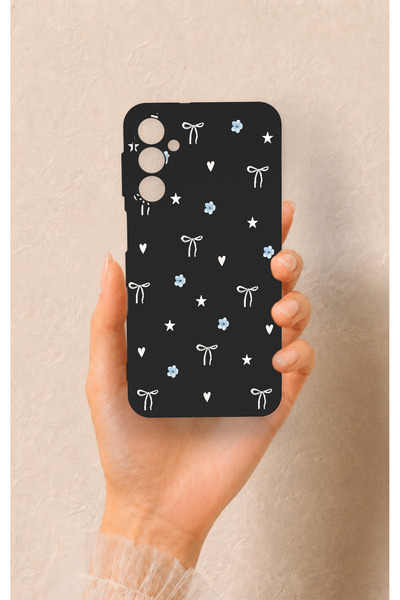 Vip Case Samsung A24 Uyumlu Mini Fiyonk Siyah Desenli Silikon Kılıf