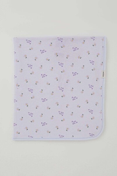 Breeze Newborn Baby Blanket with Floral & Text Pattern, Standard, White