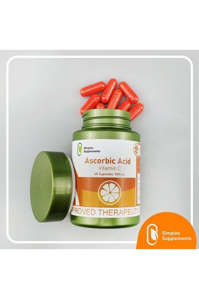 Simplee Supplements حمض الأسكوربيك (فيتامين ج) 60 كبسولة 500 ملغ