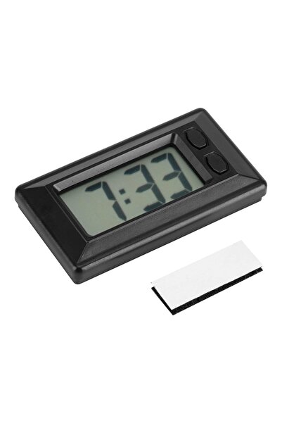 MAGT Ceas digital mini LCD cu suport adeziv pentru bordul mașinii – Negru