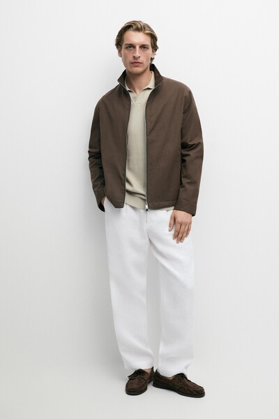 Massimo Dutti Pamuk karışımlı dik yaka ceket