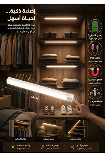 Grecia Smart Led Cabinet Lamp Battery Powered - Motion Sensor + Magnetic Moun...