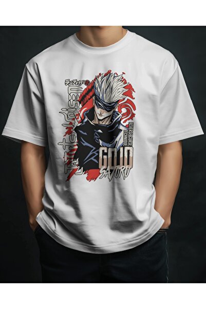 Gojo Satoru Jujutsu Kaisen Anime Baskılı Oversize T-shirt