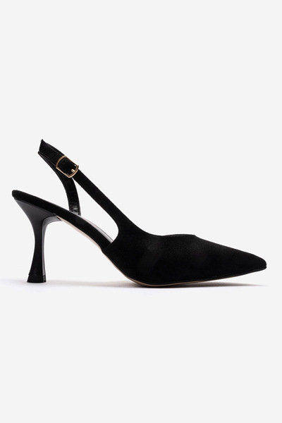 Lizzu Women's Pointed Toe Open Back 8 cm Goblet Heeled Shoes Hary
