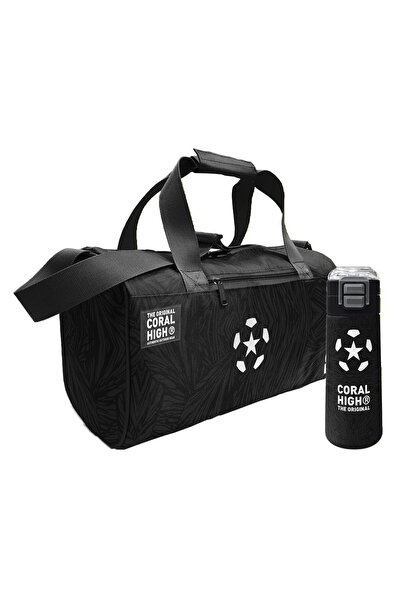 Coral High Geantă sport pentru băieți cu imprimeu de fotbal alb-negru și set ...