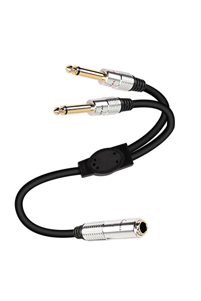 OEM Cablu splitter Y de la 6,35 mm TRS mamă la dual 6,35 mm TS tată – 50 cm