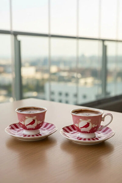 Bereketli Store Mien Bird Patterned 2-Piece Coffee Cup Set 90 ml |   Decorati...