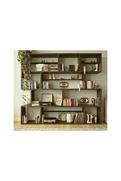 Vivense WOODESK YONCA MASİF AHŞAP KİTAPLIK, CEVİZ RENK, 200X200 CM