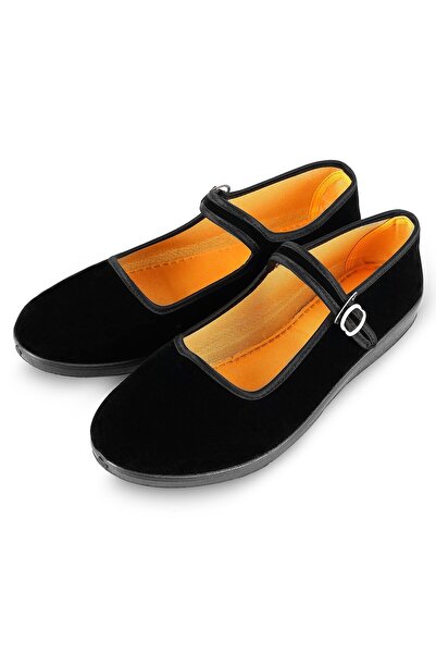 OEM Pantofi Mary Jane de damă din catifea, plați, pentru yoga și dans – Negru...