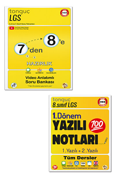 Tonguç Yayınları 7'den 8'e Hazırlık Kitabı Ve 8. Sınıf 1. Dönem 1 Ve 2. Yazıl...