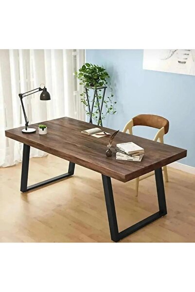 BRK Design BA AHŞAP Ahşap Masif Ağaç Doğal Çalışma Ofis Masası Kare Ayak_KKB_...