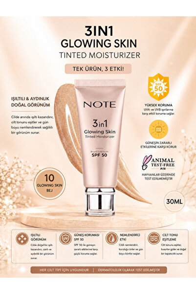 NOTE Cilt Tonunu Eşitleyici, Nemlendirici ve SPF50 Korumalı3 in 1 Healthy 10 ...