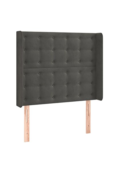vidaxl Tăblie de pat cu aripioare gri închis 83x16x118/128 cm catifea
