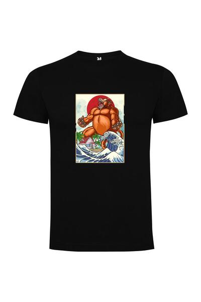 iLovePrints Wave-riding bear kaiju Tshirt