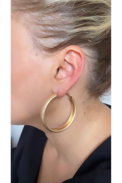 VNS Accessories İthal Mat Rodyum Kaplama Gold Halka Küpe (9 mm -5 cm)