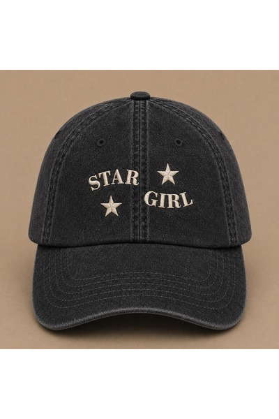 WeavedCo Star Girl Embroidered Vintage Washed Cap Hat