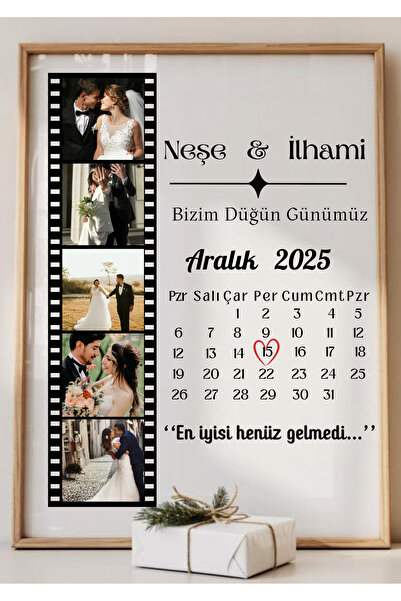 ANATOLİA TASARIM Kişiye Özel Fotoğraflı Film Şeridi Takvim Tablosu - Yıl Dönü...
