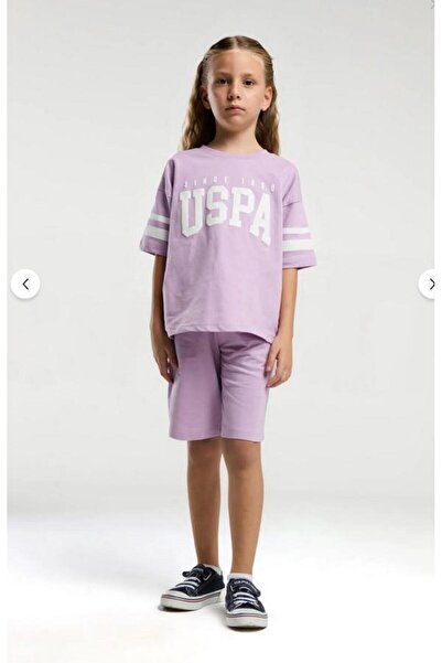 U.S. Polo Assn. Aykidsclup U.S POLO طقم شورت مطبوع للأطفال 2091-