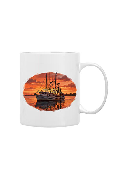 CERCİBAZAAR Special Design Porcelain Mug with Sea and Sailing Theme – 300 ml ...